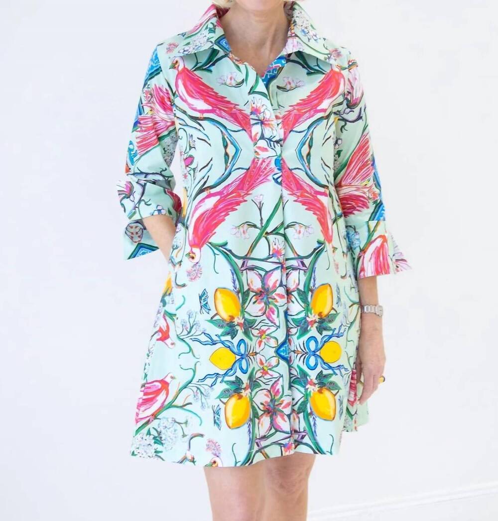 NEW HOUSE OF MBR chinois shirt mini dress in mint